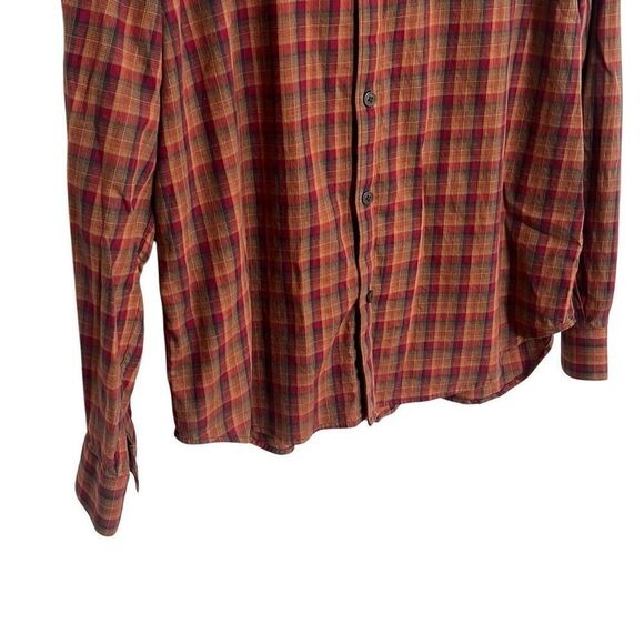 Columbia Plaid Pocket Long Sleeve Button Down Shirt Red Orange Size Large - Picture 4 of 7